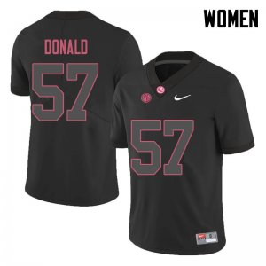 NCAA Women's Alabama Crimson Tide #57 Joe Donald Stitched College 2018 Nike Authentic Black Football Jersey CS17C60MR